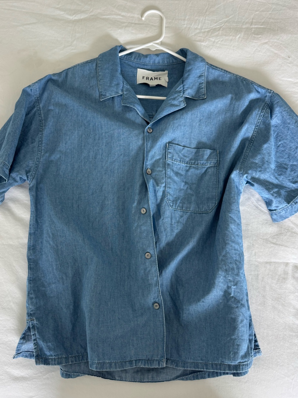 Frame Denim Light Blue Short-Sleeve Denim Shirt